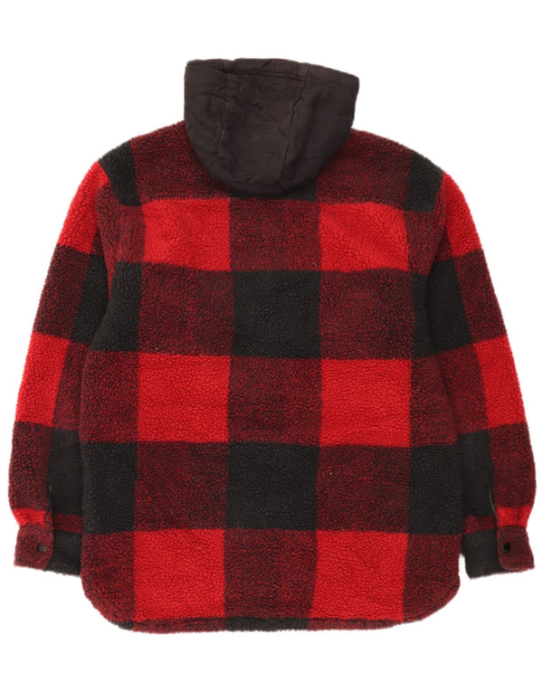 Levi's Camisa de franela de leñador con capucha para hombre, cuadros rojos pequeños