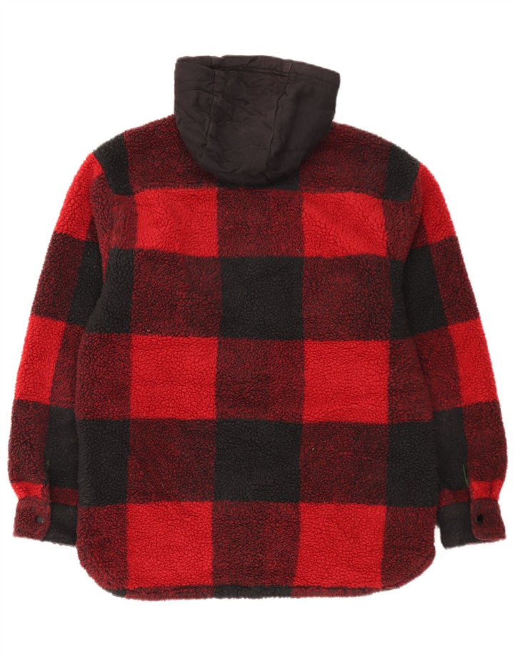 Levi's Camisa de franela de leñador con capucha para hombre, cuadros rojos pequeños