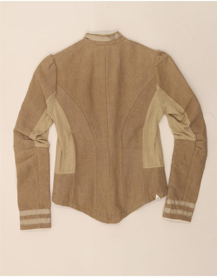 Denham Mujer Trachten Blazer Chaqueta UK 44 Medio Beige Colorblock
