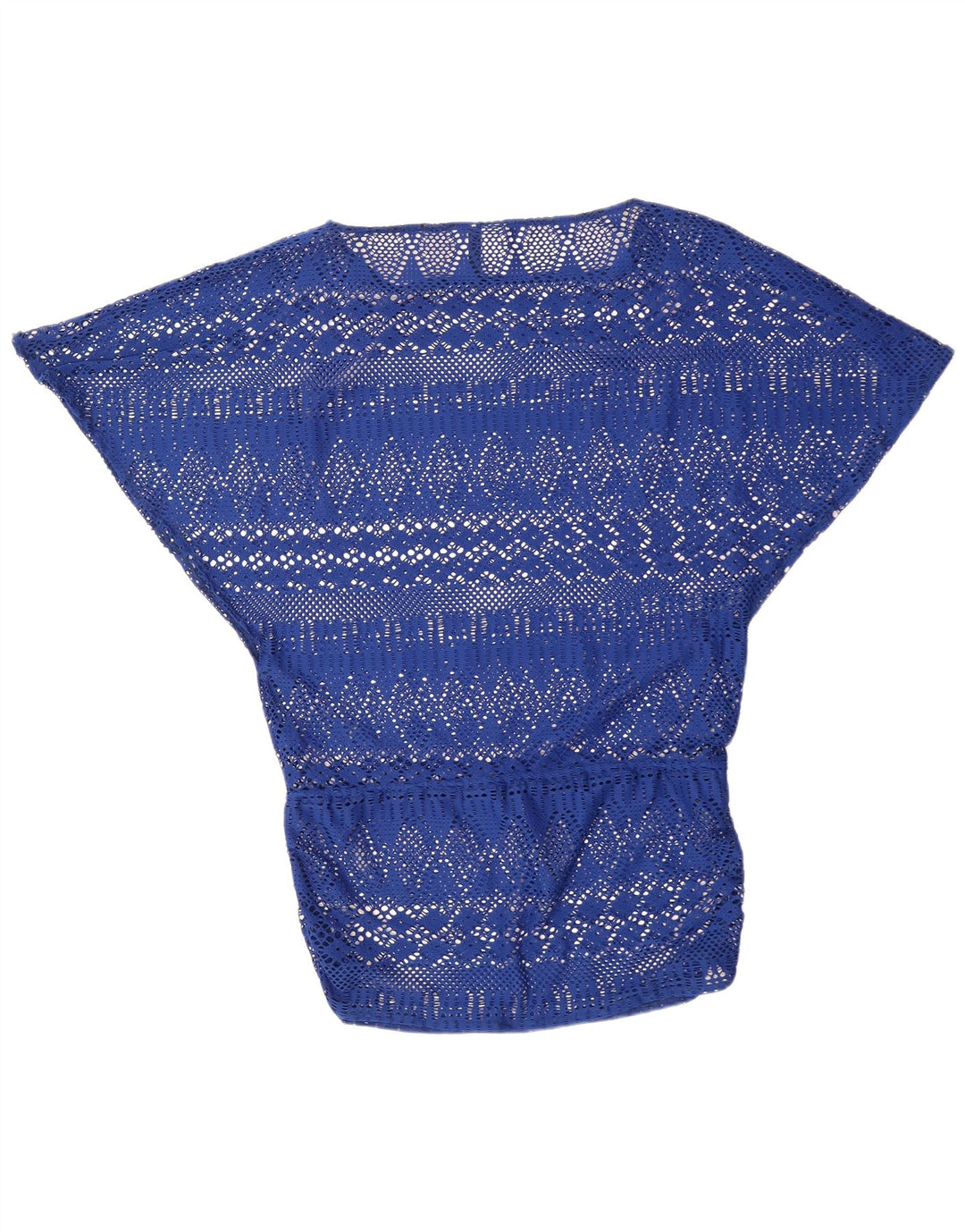RALPH LAUREN Blusa de crochet con alas de murciélago para mujer UK 14 Poliéster azul medio