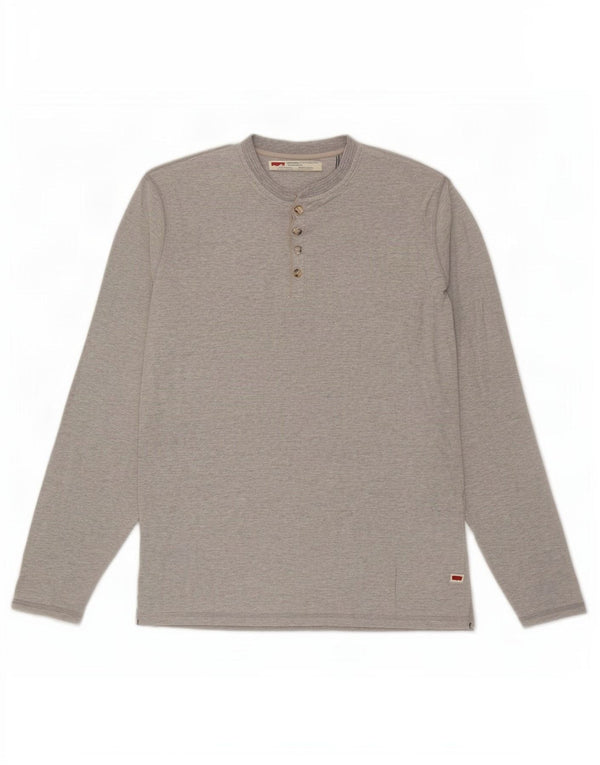 Levi's Top de corte estándar para hombre, manga larga, moteado en gris medio
