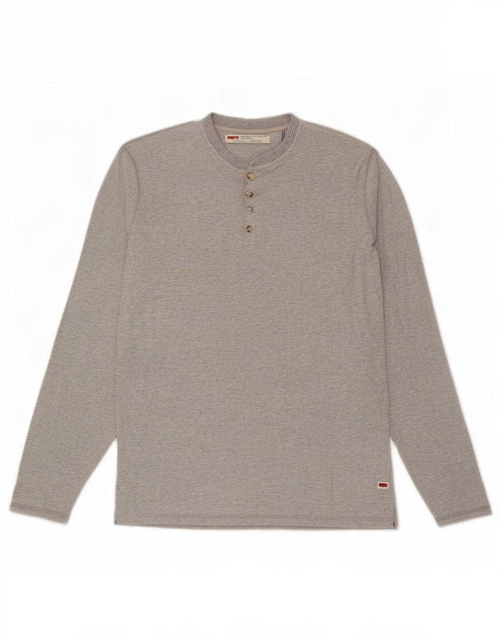 Levi's Top de corte estándar para hombre, manga larga, moteado en gris medio