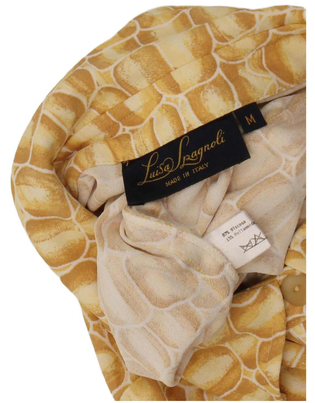 Luisa Spagnoli Vestido camisero tipo jersey para mujer UK 40 Medio Amarillo Geométrico