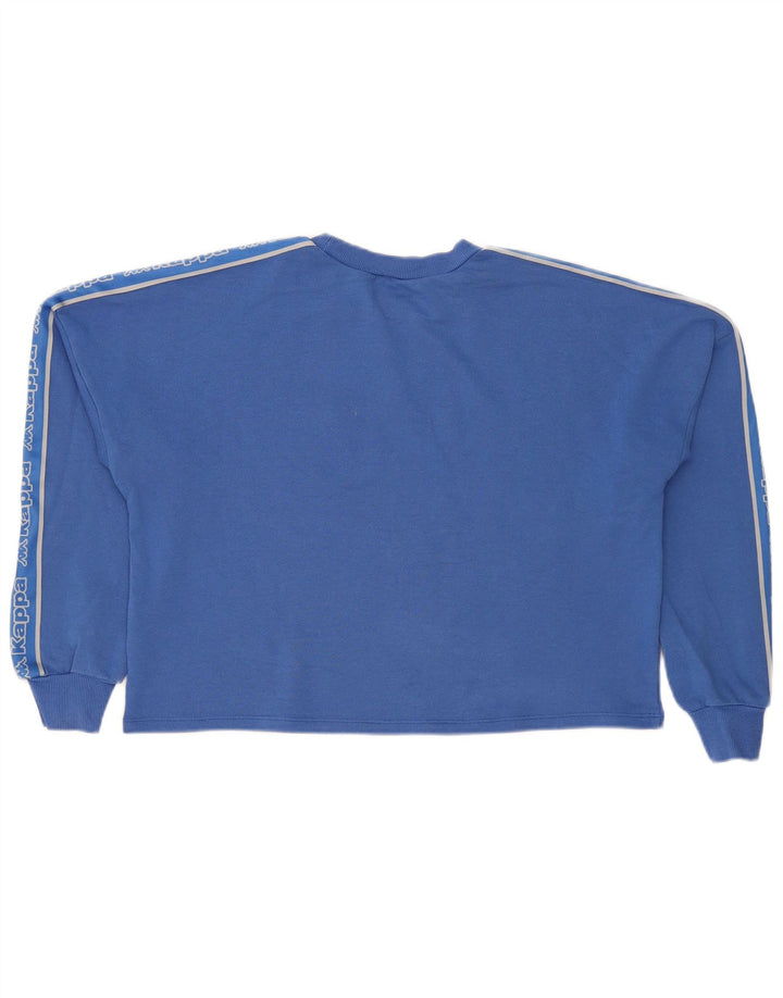 Kappa Mujer Gráfico Sudadera De Gran Tamaño Jersey UK 12 Azul Medio