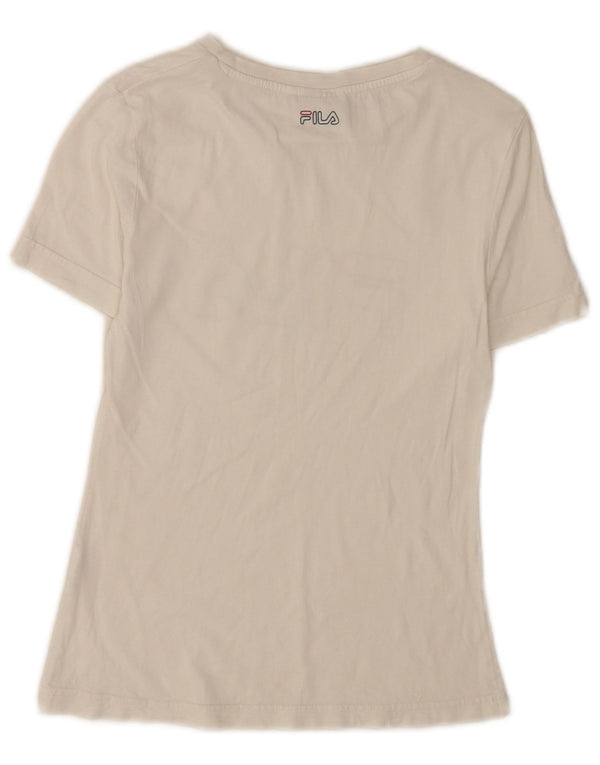 Fila Camiseta gráfica de manga corta para mujer UK 4 XS Blanco