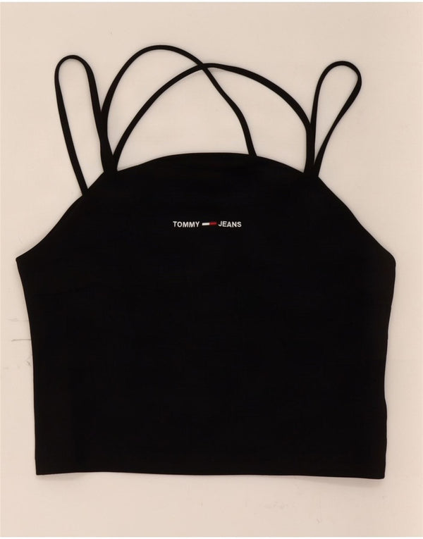 Tommy Hilfiger Top corto halter para mujer UK 12 Mediano Negro