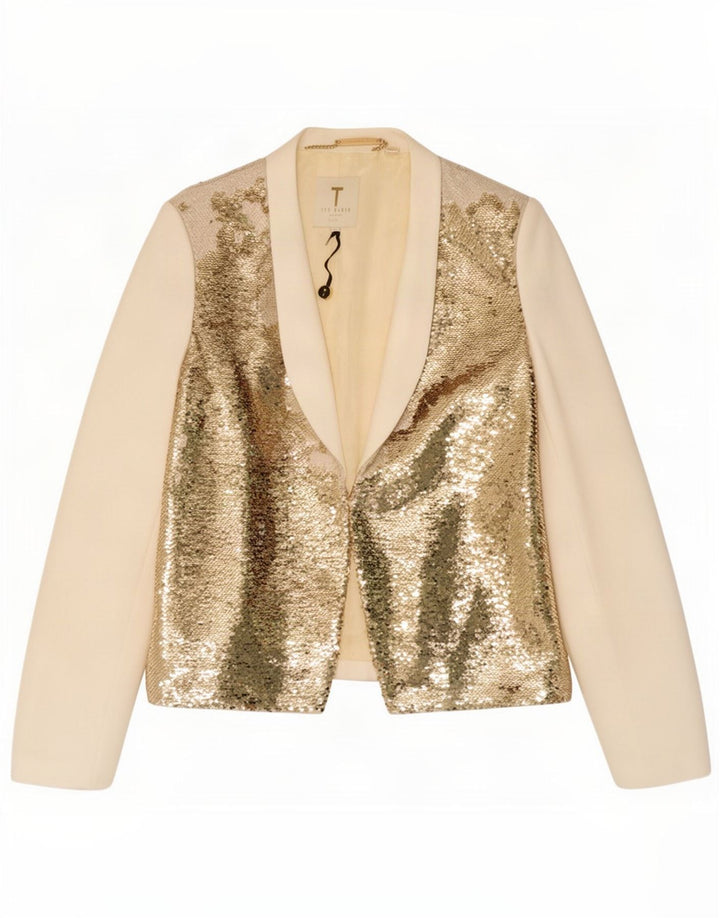Chaqueta tipo blazer abierta para mujer de Ted Baker, talla 3, mediana, color blanco roto