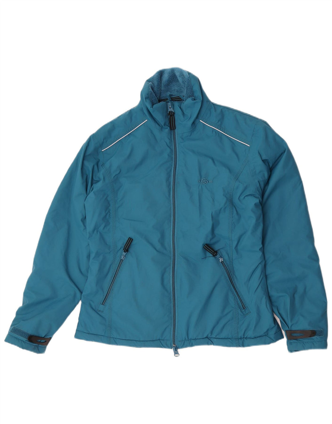 Vintage mujer cortavientos chaqueta Reino Unido 14 nailon azul medio