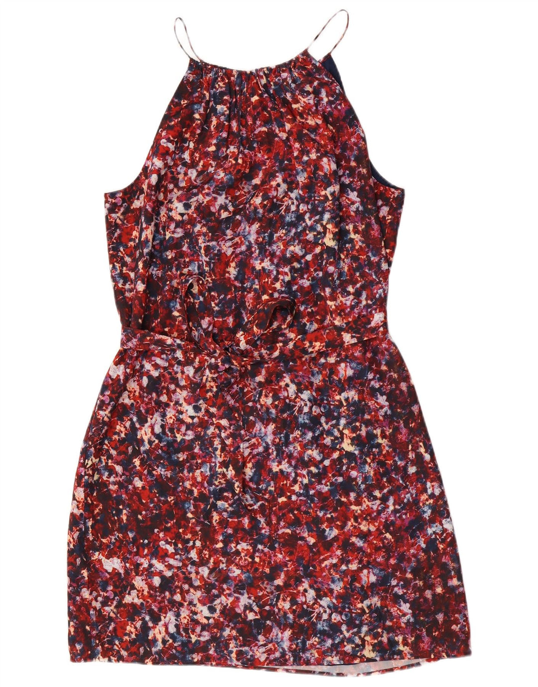 Dkny Vestido tubo sin mangas con estampado abstracto para mujer, talla 44, color rojo