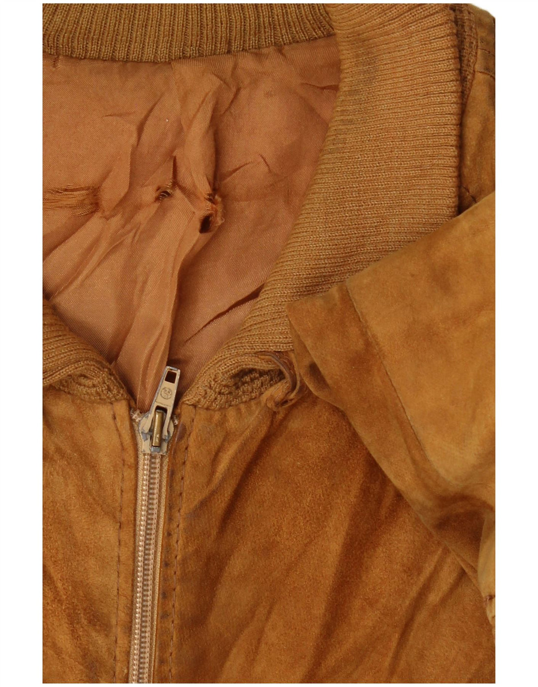 VINTAGE Chaqueta bomber de ante para hombre Reino Unido 38 Beige medio