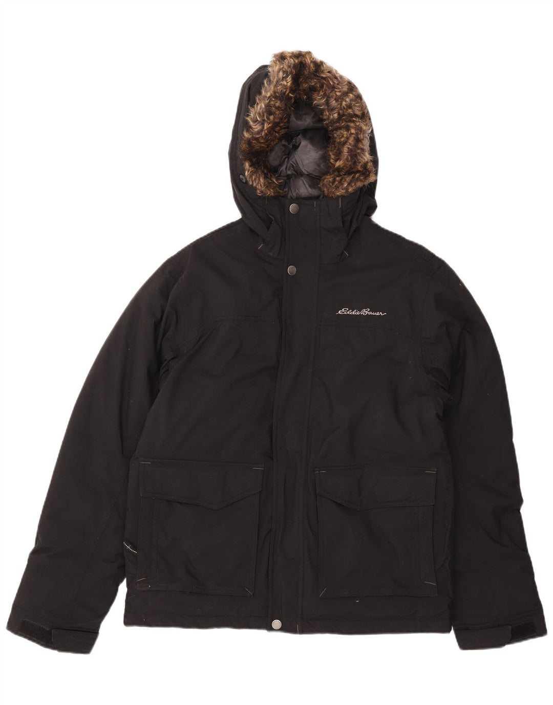 EDDIE BAUER Chaqueta cortavientos con capucha para hombre UK 38 Medium Black Nylon