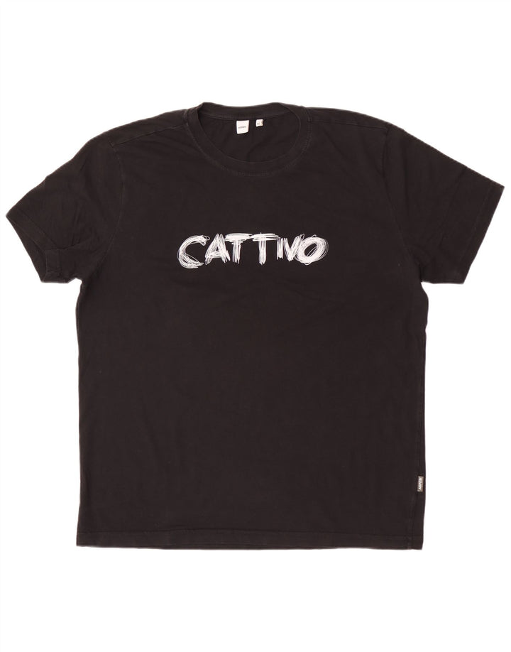 Aspesi Camiseta gráfica para hombre Top XL Algodón negro