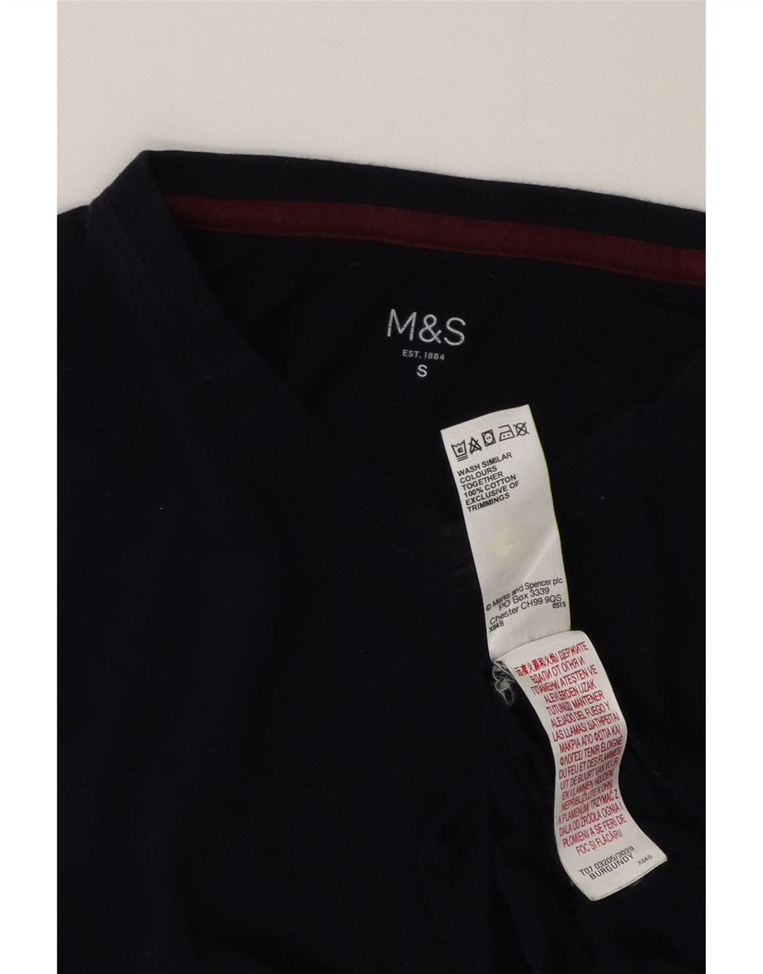 MARKS & SPENCER Top para hombre manga larga pequeño algodón azul marino