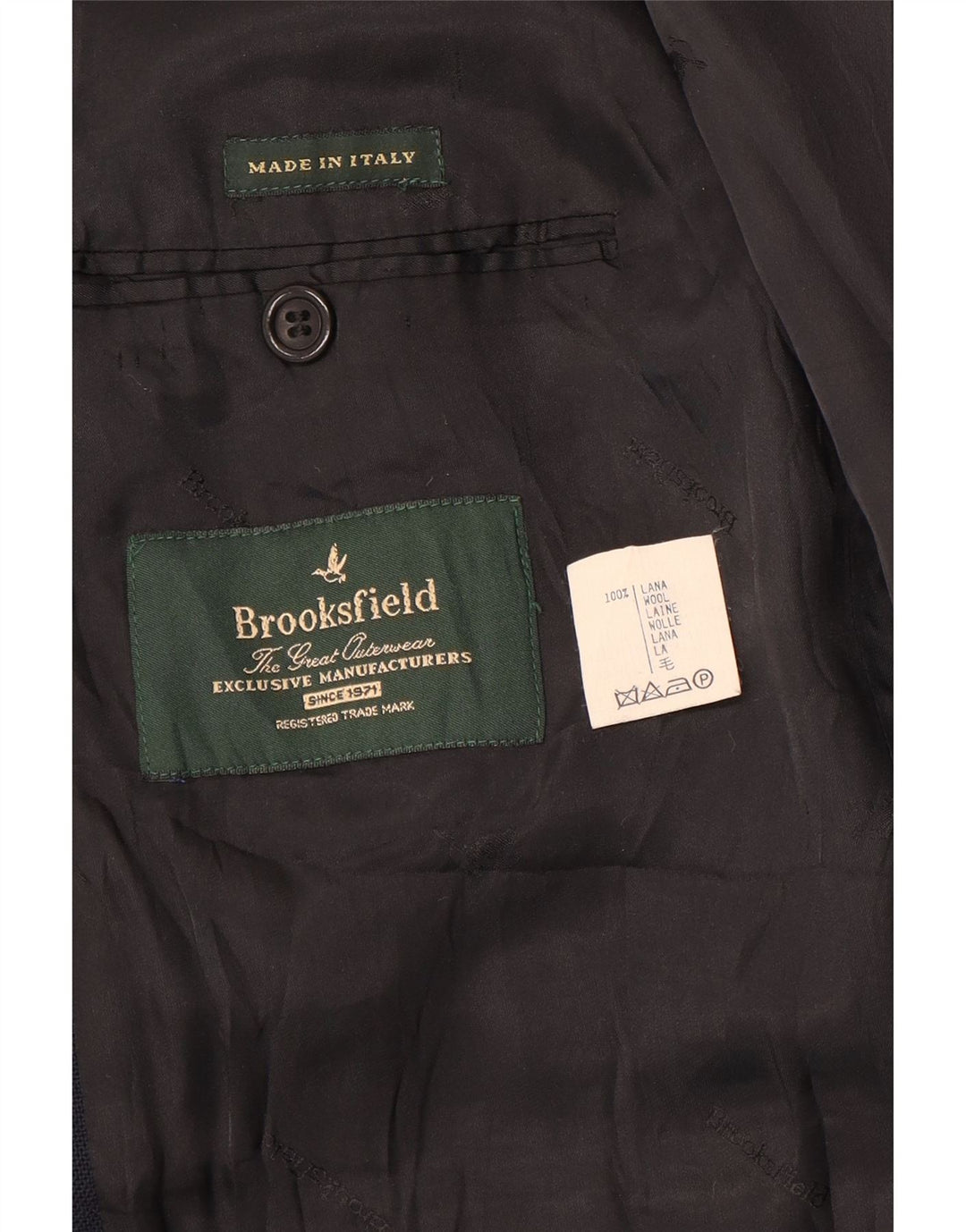 Brooksfield Chaqueta tipo blazer de 3 botones para hombre UK 40 Large Lana azul marino