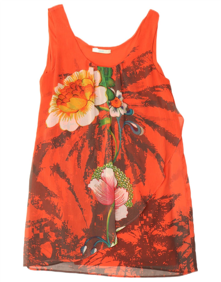 Vestido recto sin mangas Desigual para mujer EU 44 XL Poliéster floral rojo