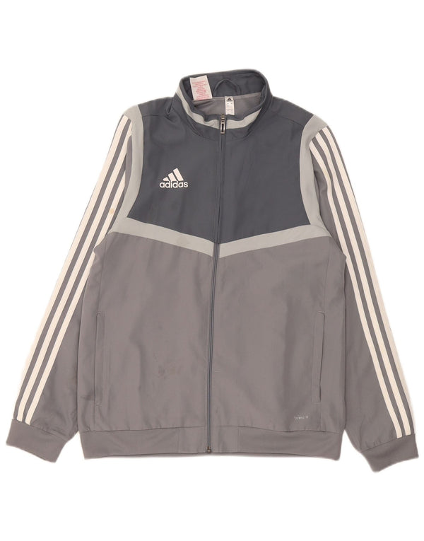Adidas Chicos Climalite Chándal Top Chaqueta 13-14 Años Gris Colorblock