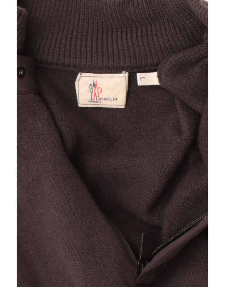 Moncler Jersey De Cuello Con Cremallera Para Hombre Suéter De Lana Gris Grande