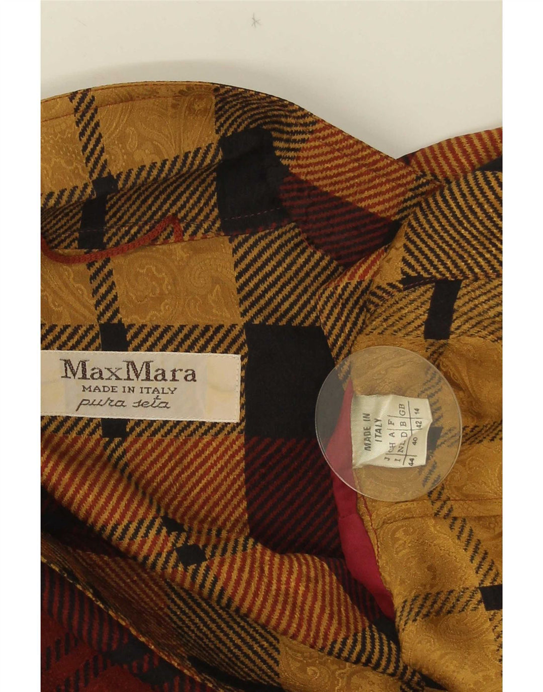 Max Mara Chaqueta tipo blazer con doble botonadura para mujer UK 44 Large Borgoña Check