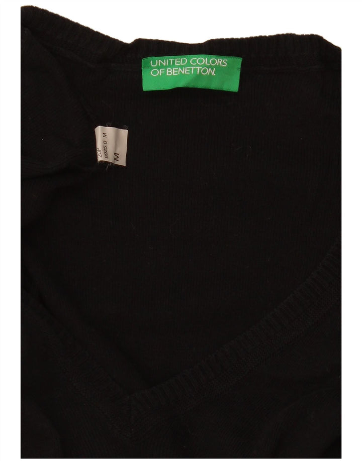 Benetton Jersey con Cuello en V para Mujer UK 42 Mediano Negro