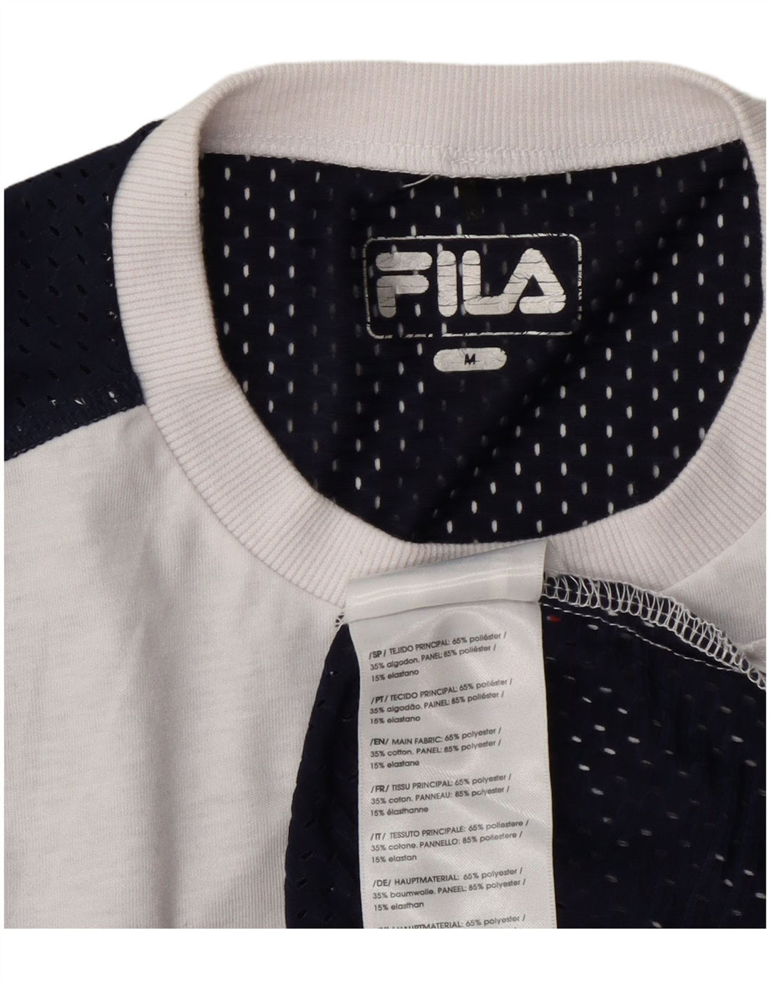 Fila Camiseta gráfica para mujer Top UK 44 Medio Blanco Colorblock Poliéster