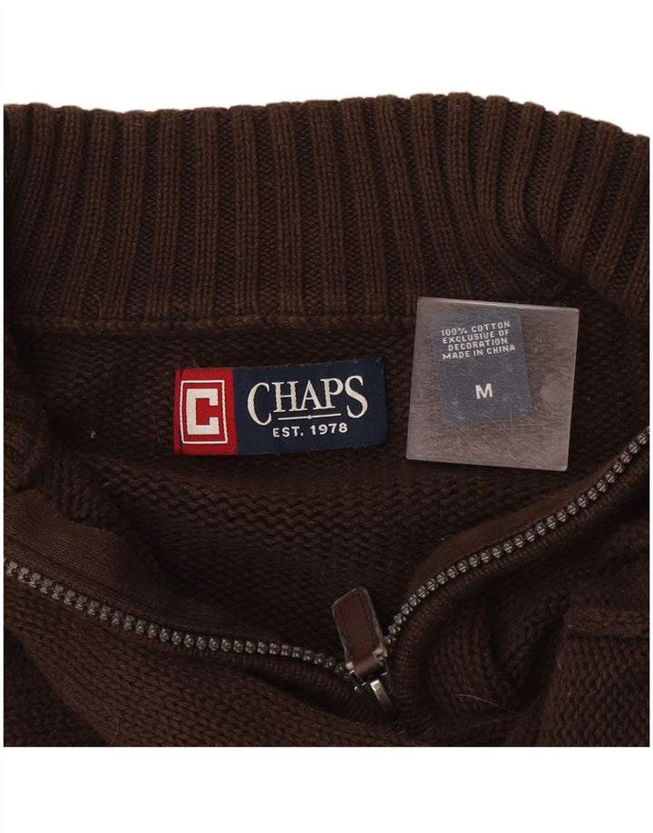 Chaps Suéter tipo jersey con cuello y cremallera para hombre de algodón marrón medio