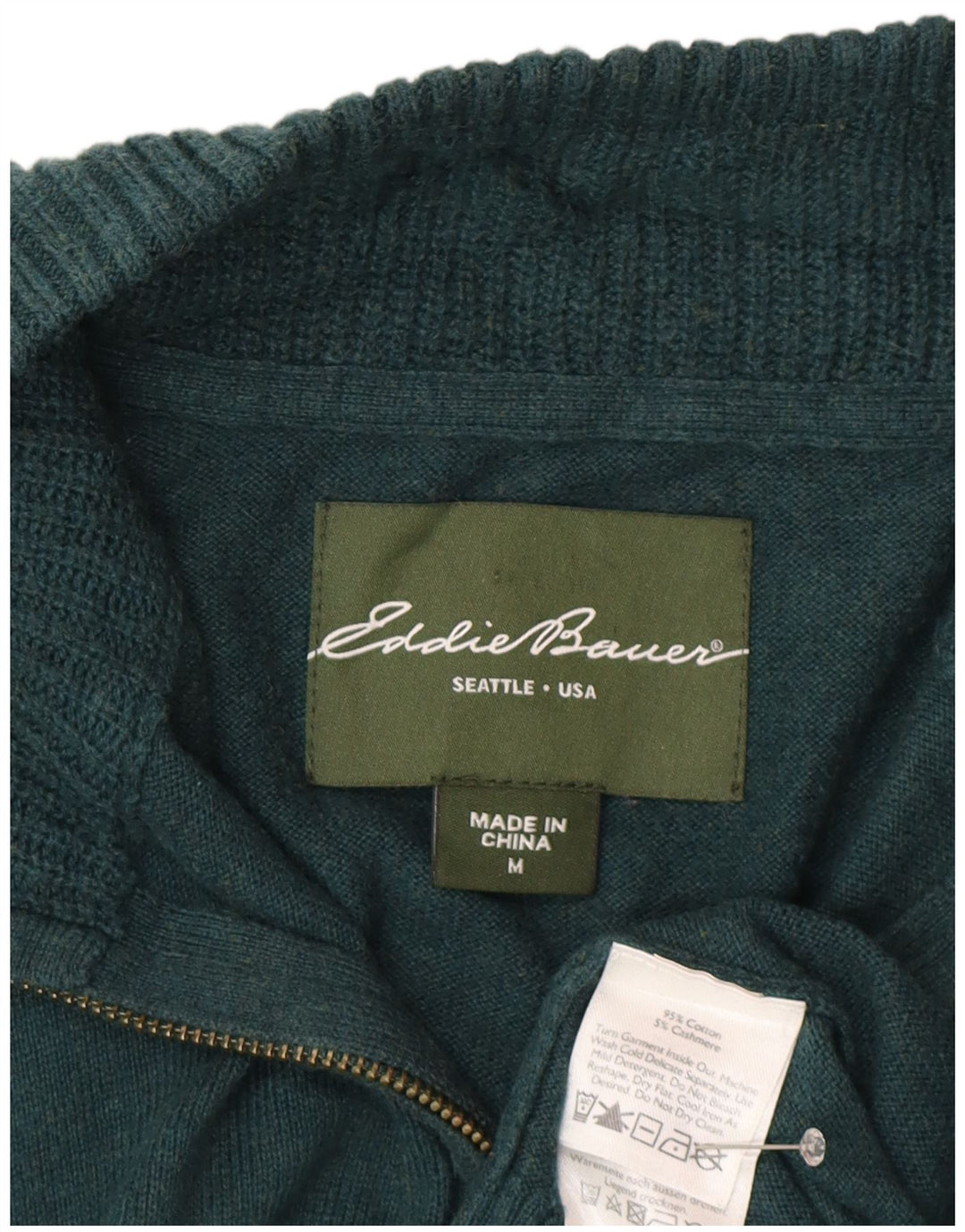 Eddie Bauer Jersey De Cuello Con Cremallera Para Hombre De Algodón Verde Medio