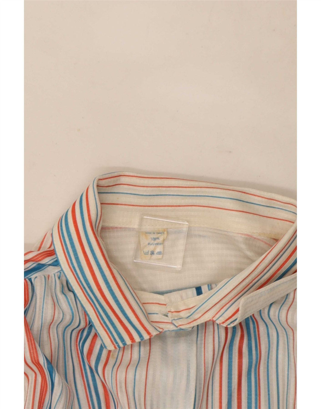 Vintage mujer camisa blusa Reino Unido 16 poliéster de rayas multicolores grandes
