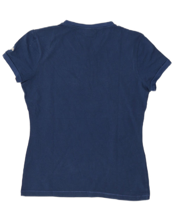 ELLESSE Camiseta gráfica para mujer Top UK 40 Grande Algodón azul marino