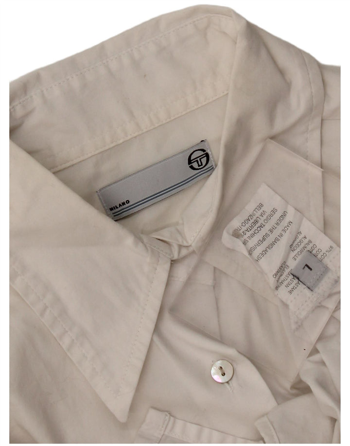 Sergio Tacchini Camisa Mujer UK 40 Grande Algodón Blanco