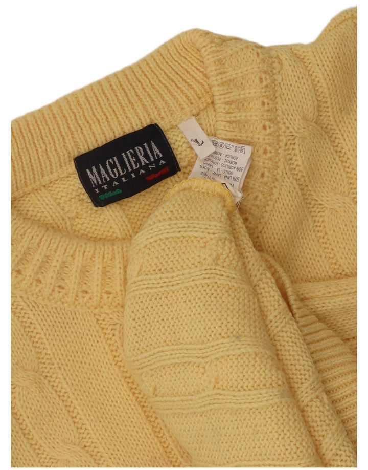 Maglieria Jersey De Cuello Redondo Para Hombre De Lana Amarilla Grande