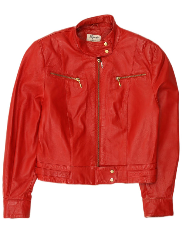 Yuppie Chaqueta corta de cuero para mujer EU 40 Medium Red