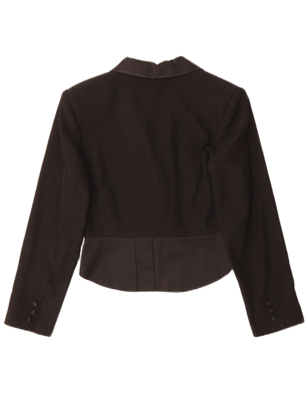 Vintage mujer asimétrica 3 botones Blazer chaqueta EU 36 pequeño acetato negro