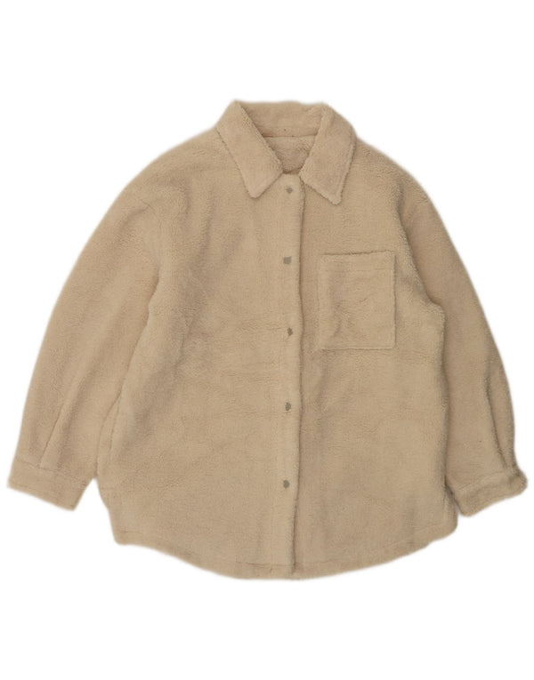 Topshop Chaqueta polar extragrande para mujer UK 10 Small Beige Poliéster