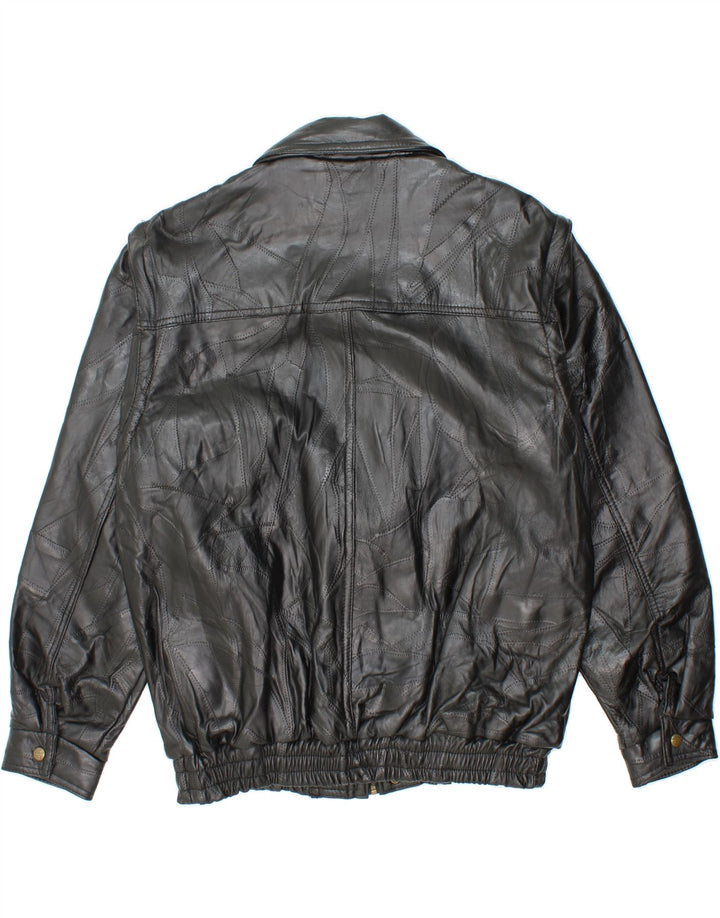 VINTAGE Chaqueta de cuero para hombre Reino Unido 40 Cuero negro grande