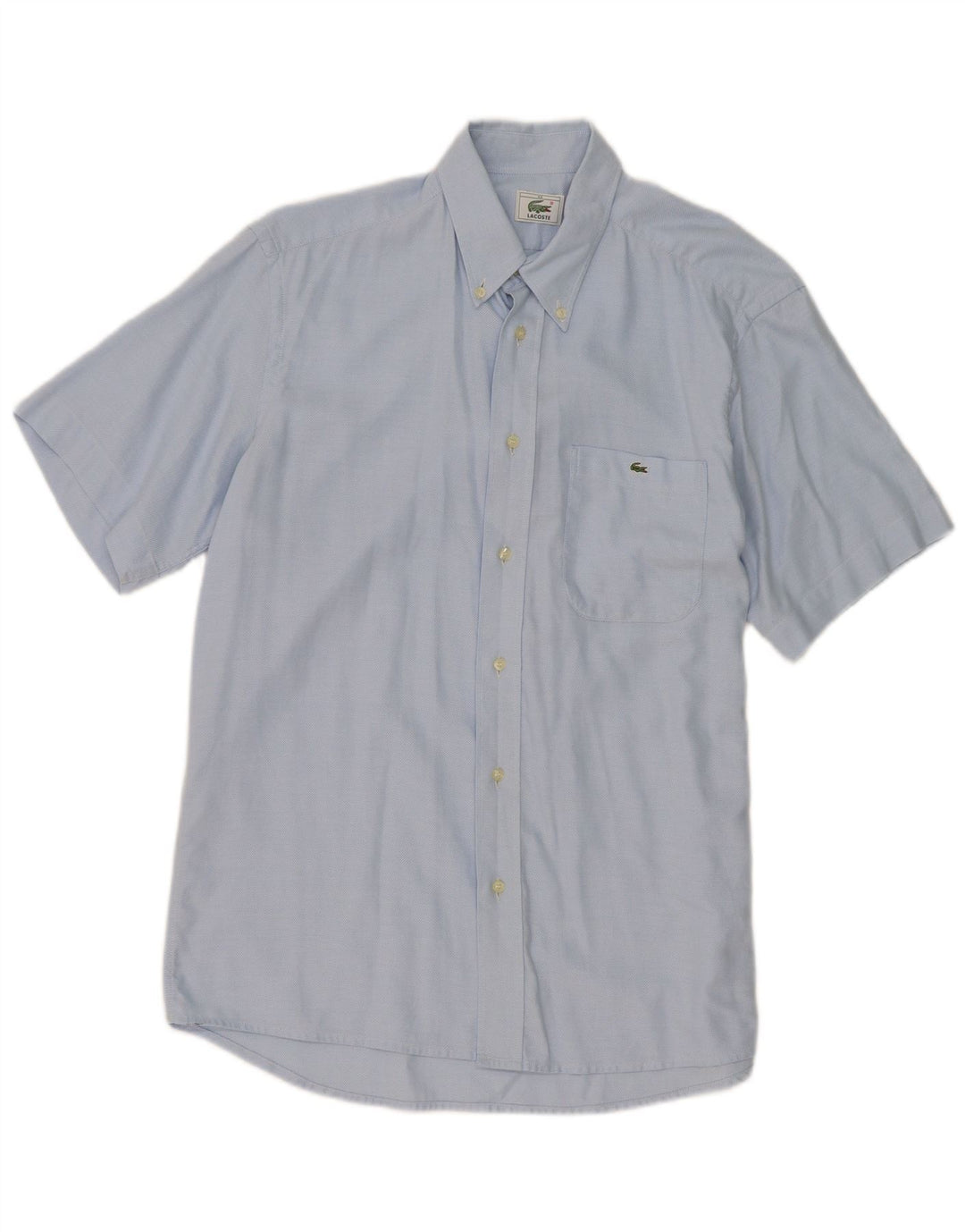 Camisa Lacoste Hombre Manga Corta Talla 40 Algodón Azul Medio