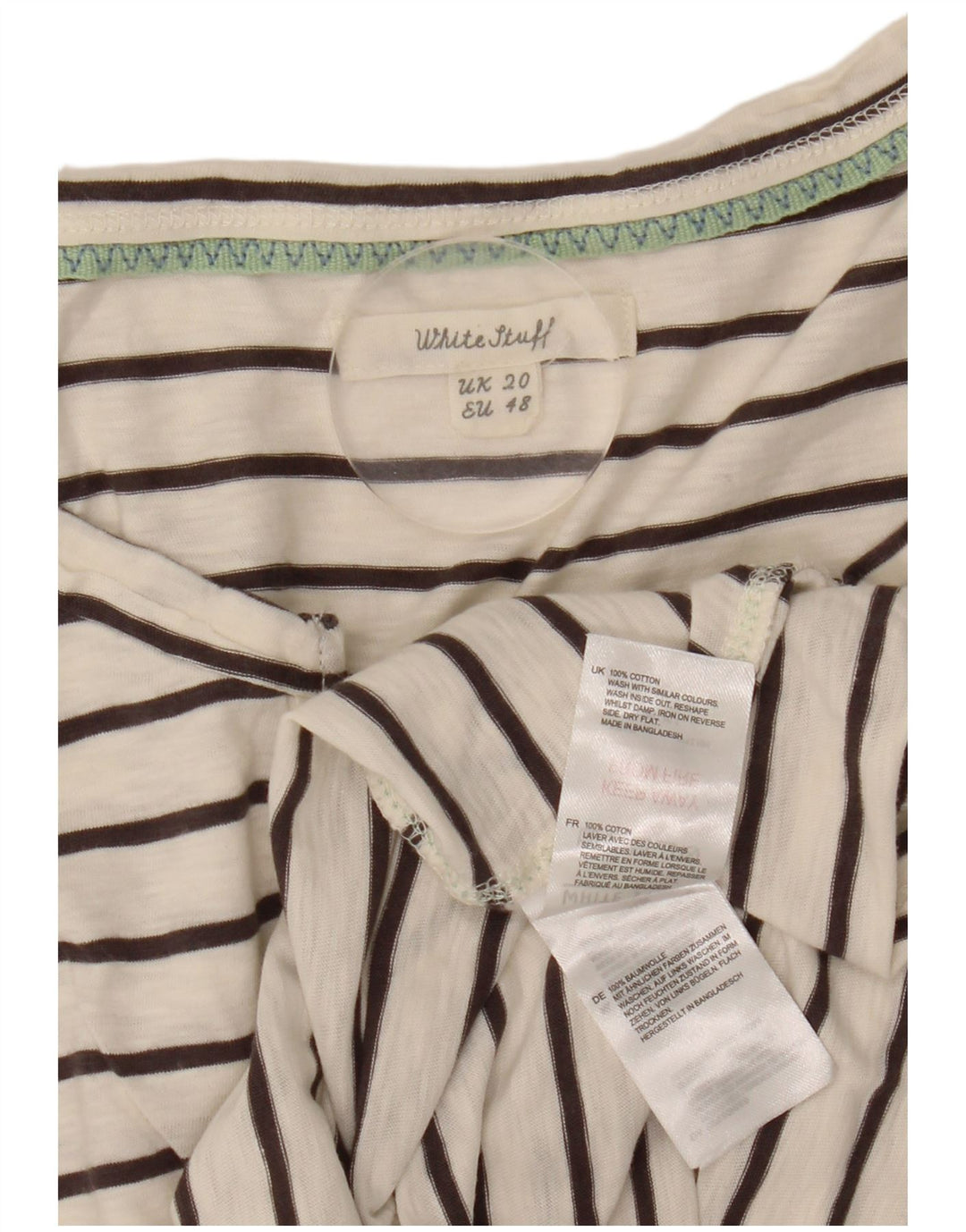 Camiseta sin mangas para mujer White Stuff UK 40 2XL Algodón a rayas blancas