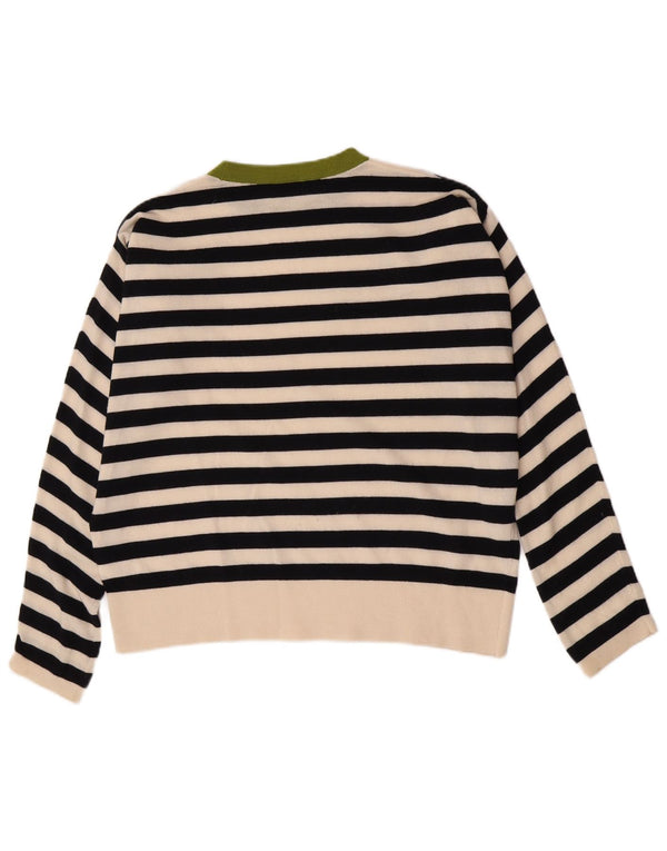 Cos Suéter de cuello redondo de gran tamaño para mujer UK 10 Small Black Stripes