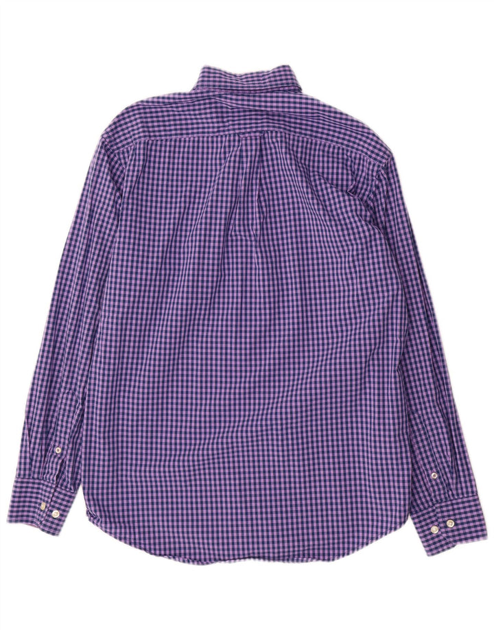 IZOD Camisa de hombre de algodón a cuadros violeta medio