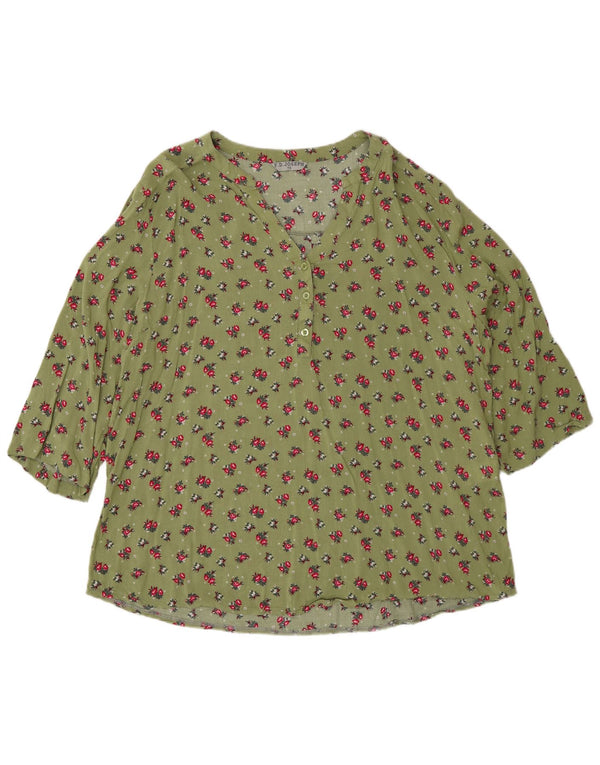 F.D.Joseph Camisa tipo jersey de manga 3/4 para mujer UK 40 XL Viscosa floral verde