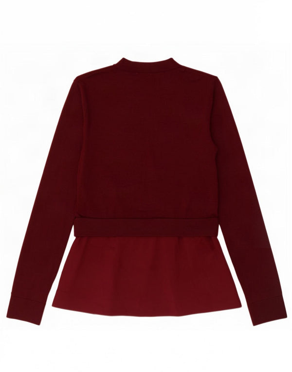 Cos Suéter de cuello redondo para mujer UK 6 XS Lana burdeos
