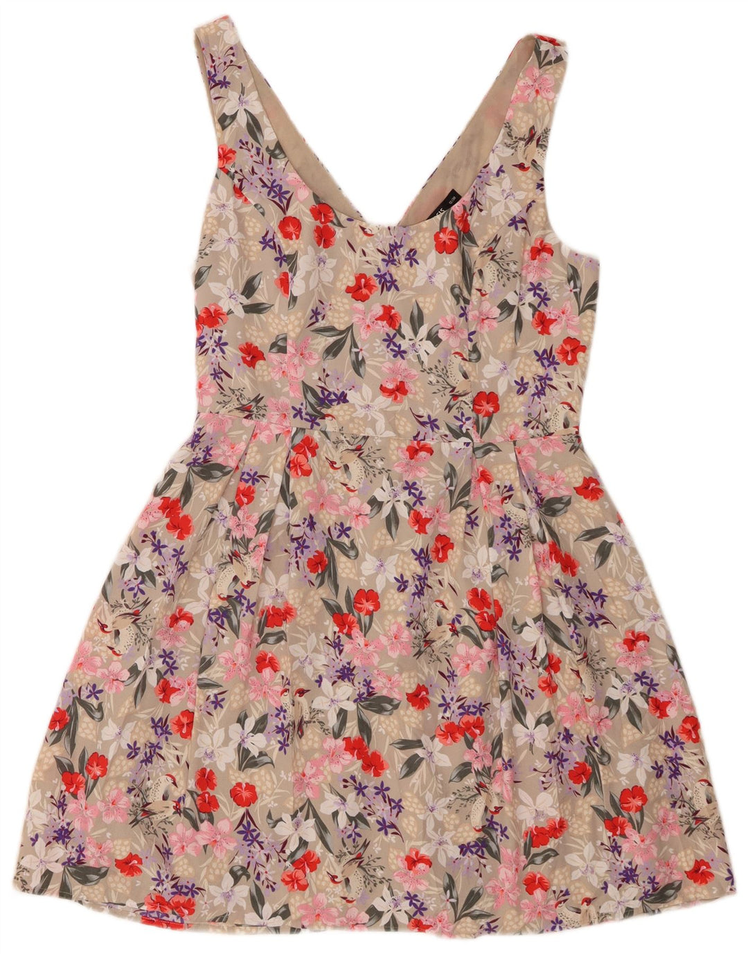 Oasis Vestido de verano para mujer UK 40 Poliéster floral beige medio