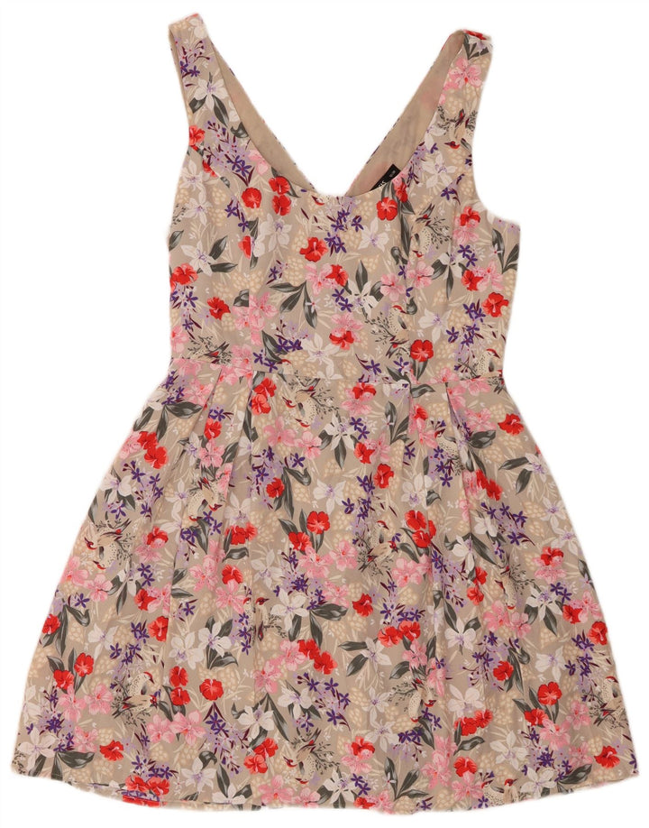 Oasis Vestido de verano para mujer UK 40 Poliéster floral beige medio