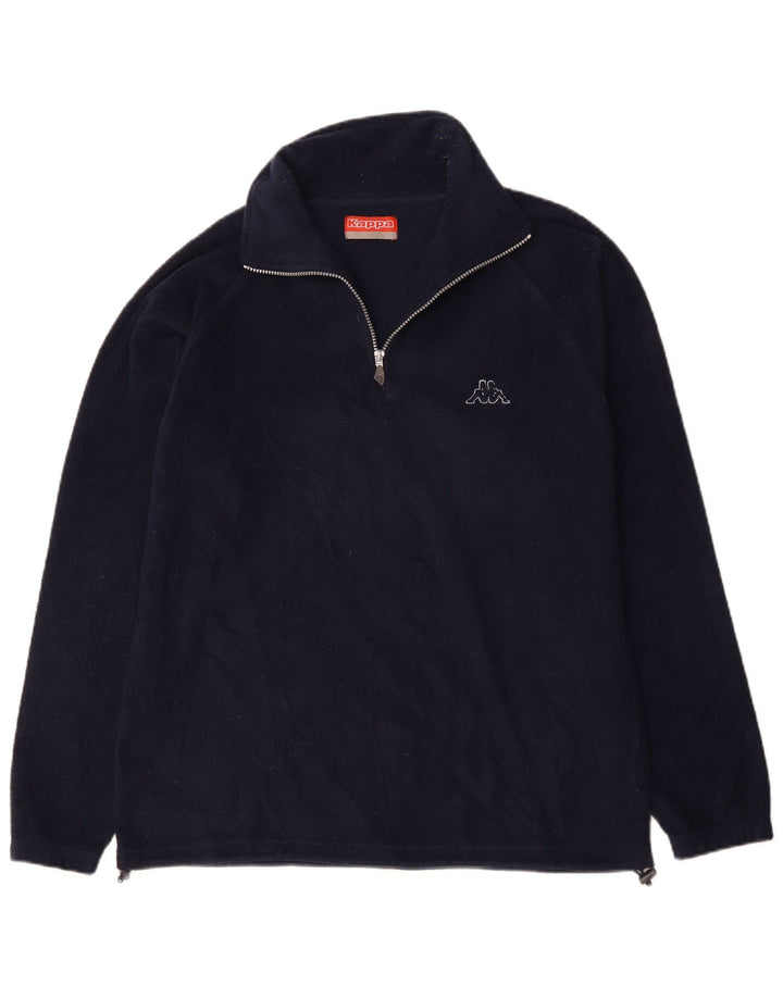 Kappa - Jersey de forro polar con cuello y cremallera para hombre, tamaño grande, poliéster azul marino