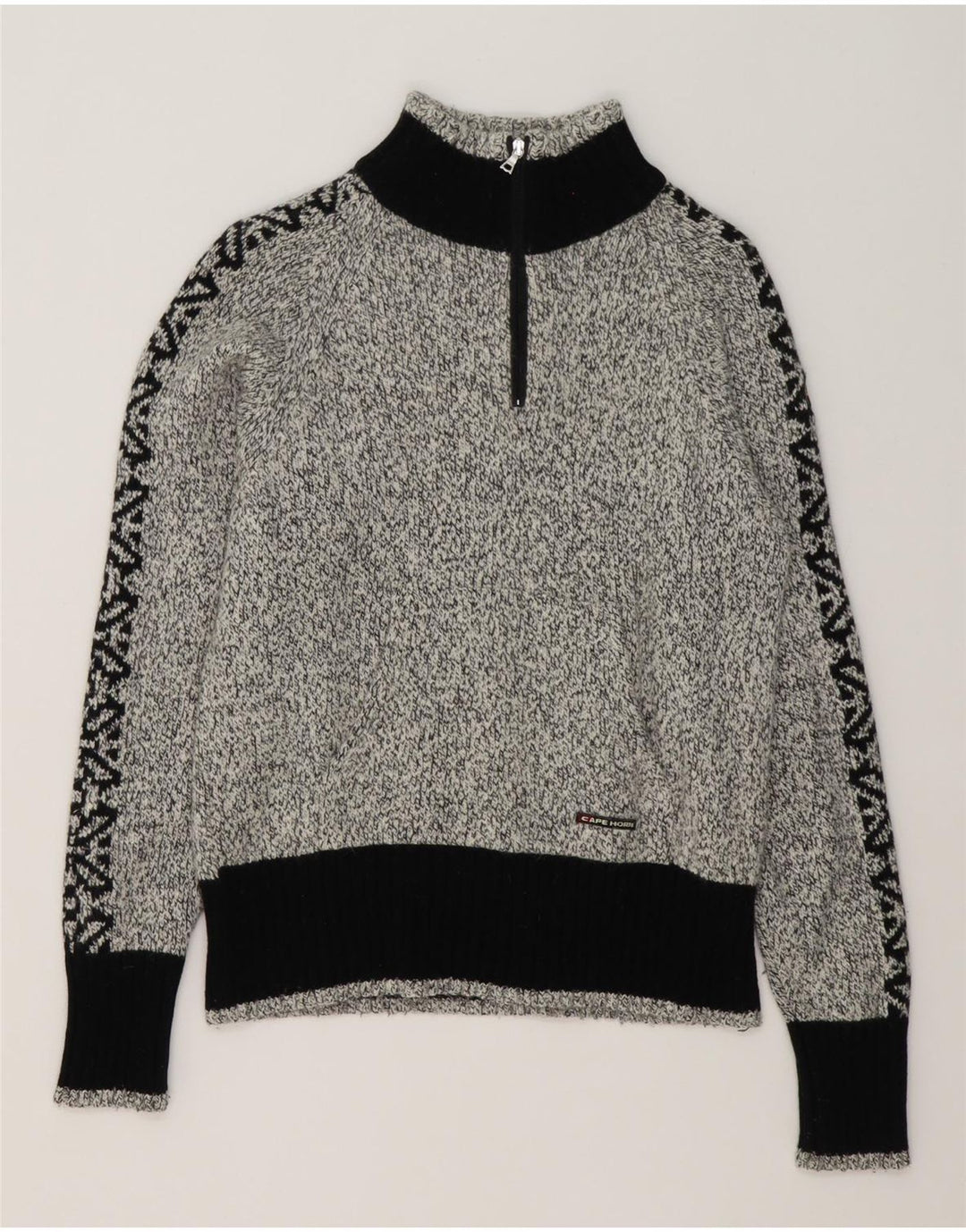 Cape Horn - Jersey para hombre con cuello y cremallera, color gris grande, angora