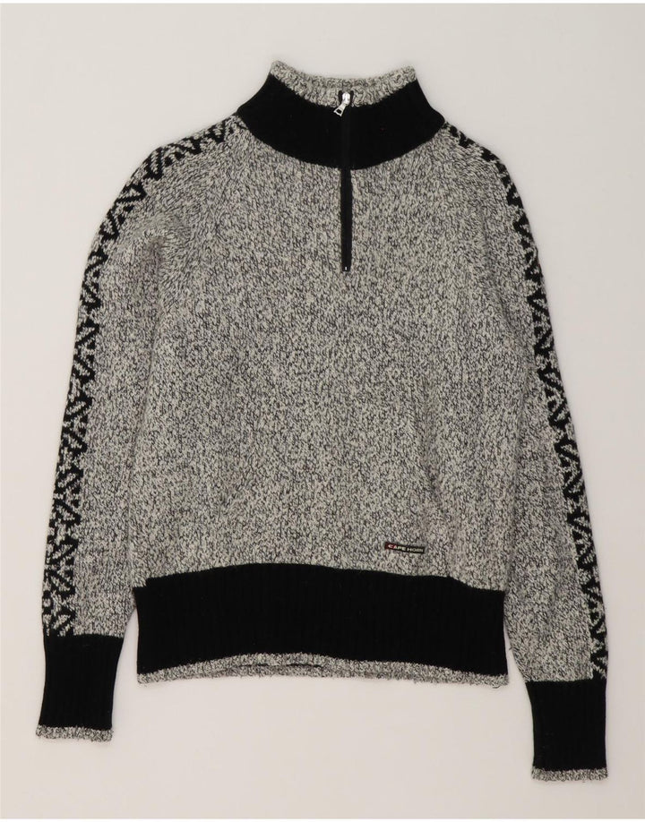Cape Horn - Jersey para hombre con cuello y cremallera, color gris grande, angora