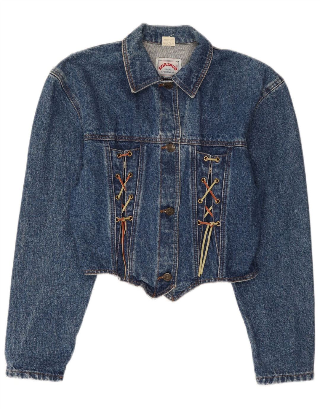 Doringo Chaqueta vaquera corta para mujer UK 10 Small Blue Cotton