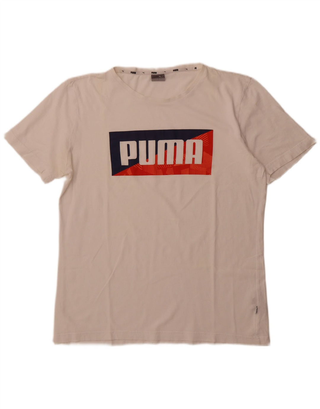 PUMA Mens Graphic T-Shirt Top Large White Cotton
