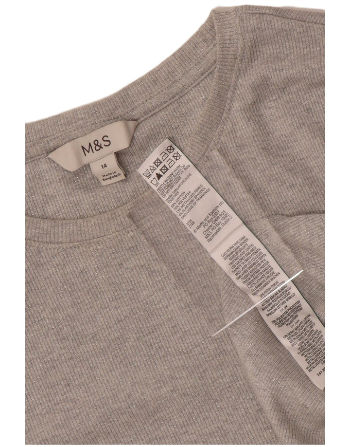 Marks & Spencer Top para mujer de manga larga UK 44 Algodón gris medio