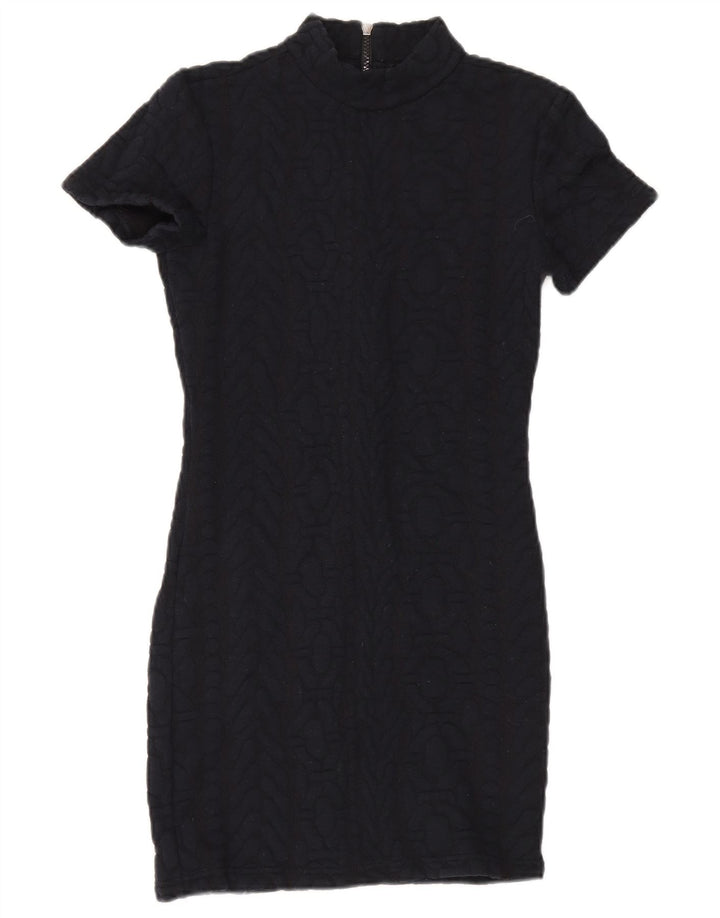 Topshop Vestido tipo jersey de manga corta para mujer UK 10 Small Poliéster negro