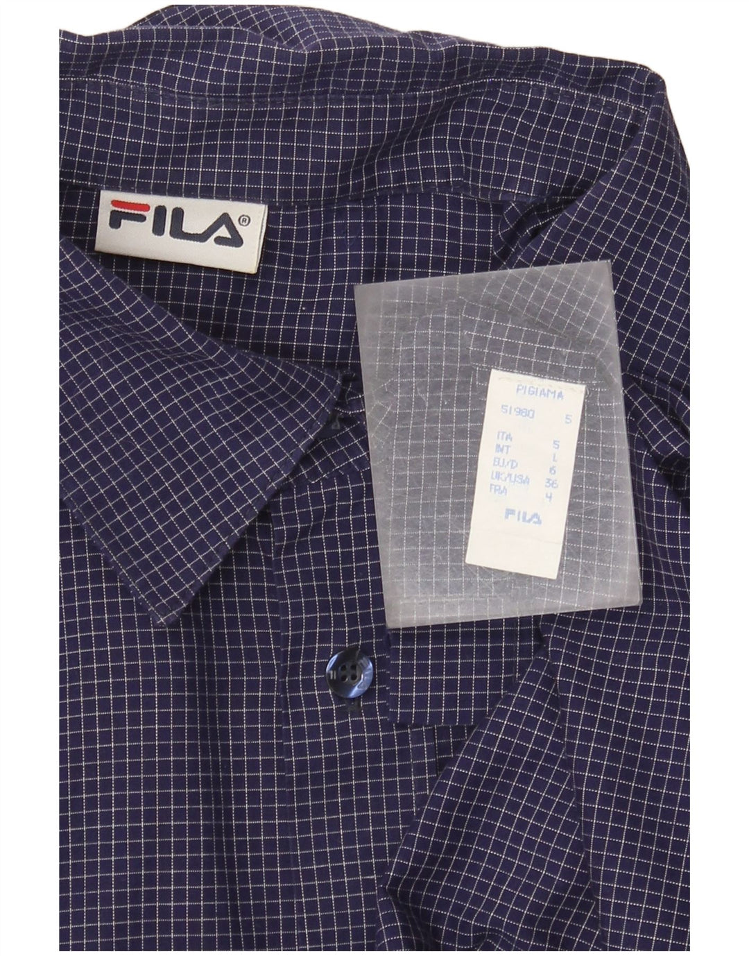 Camisa Fila para hombre grande de algodón a cuadros azul marino